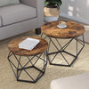 VASAGLE Coffee Tables Set of 2 Side Tables Robust Steel Frame for Living Room Bedroom Rustic Brown and Black LET040B01 Deals499