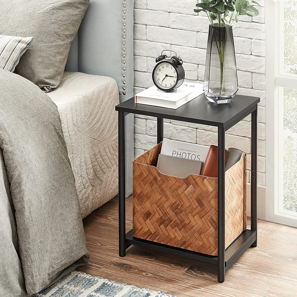 VASAGLE Side Table Set of 2 Charcoal Gray and Black with Storage Shelf LET272B16 Deals499