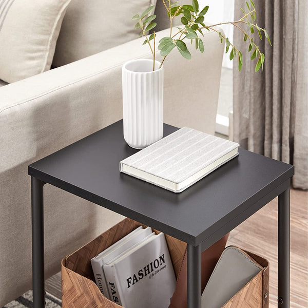 VASAGLE Side Table Set of 2 Charcoal Gray and Black with Storage Shelf LET272B16 Deals499