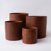 Tree Stripes Leather Look Cylinder Pot - Cognac (Small) Deals499