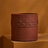 Tree Stripes Leather Look Cylinder Pot - Cognac (Large) Deals499