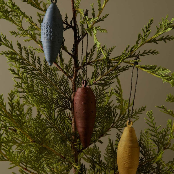 Tree Stripes Set of Six Decorative Cone Pendants in Marsala Deals499