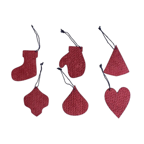 Tree Stripes Set of 12 Handmade Festive Christmas Ornaments in Dubai Red Deals499