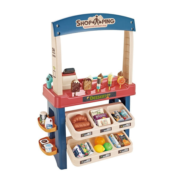 Kids Supermarket Ice Cream Cart Shop Dessert Food Pretend Role Play Set Toy Gift Blue Deals499