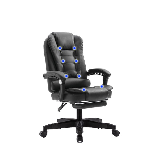 8 Point Massage Chair Executive Office Computer Seat Footrest Recliner Pu Leather Beige Deals499