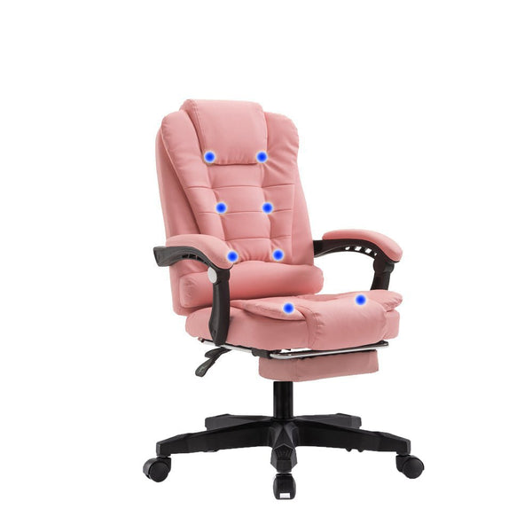 8 Point Massage Chair Executive Office Computer Seat Footrest Recliner Pu Leather Beige Deals499