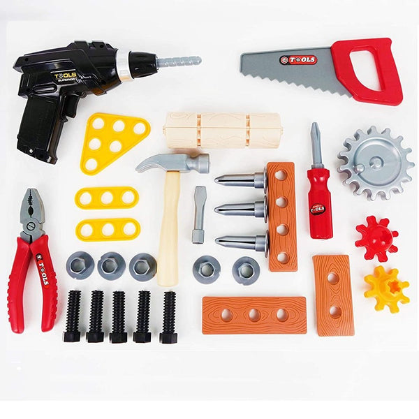 43pcs DIY Toy Power Workbench, Kids Power Tool Bench Construction Set with Tools and Electric Drill Deals499