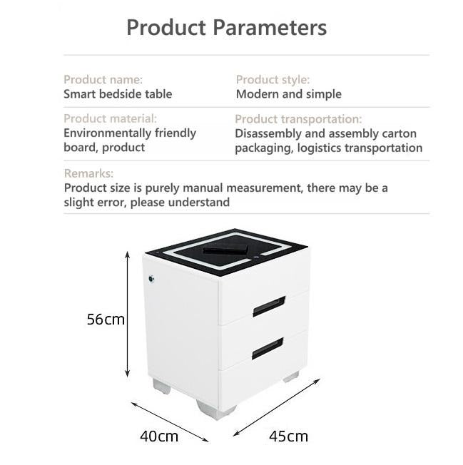 Smart Bedside Tables Side 3 Drawers Wireless Charging Nightstand LED Light USB Left Hand Connection Deals499