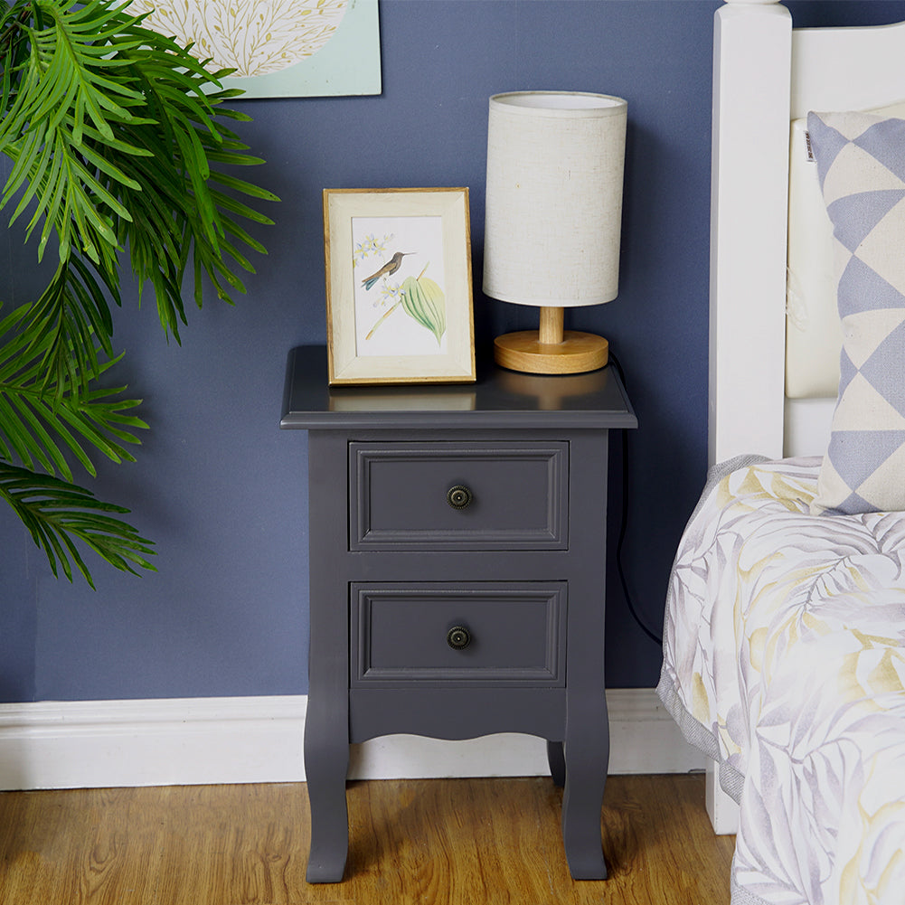 French Bedside Table Nightstand Grey Set of 2 Deals499