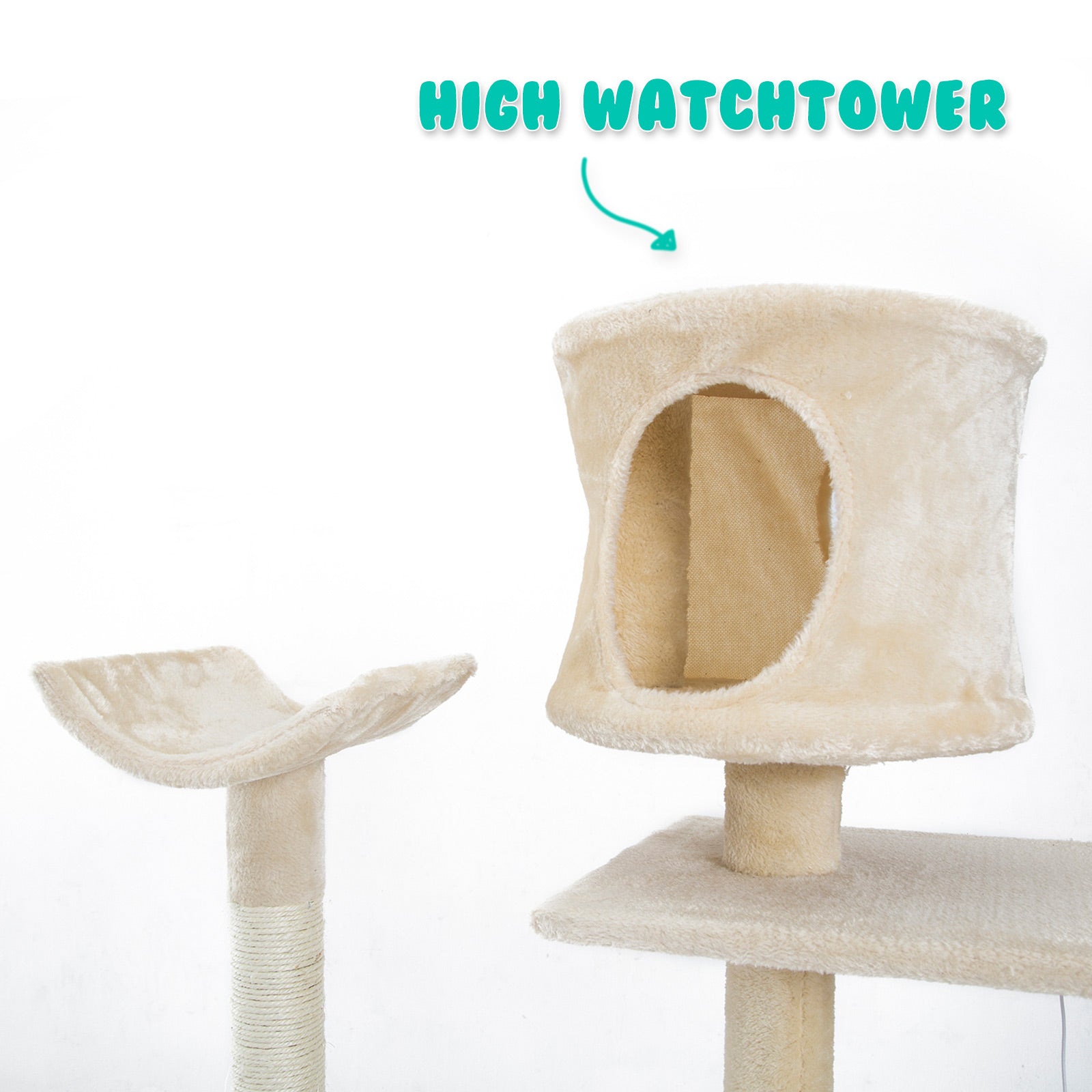 Paw Mate 170cm Beige Cat Tree Danie Multi Level Scratcher Deals499