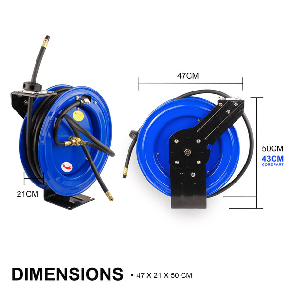 Dynamic Power Air Hose Reel Automotive Industrial 15m Retractable Rewind Deals499