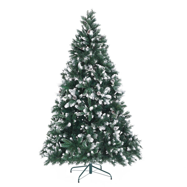 Home Ready 7Ft 210cm 1290 tips Green Snowy Christmas Tree Xmas Pine Cones Deals499