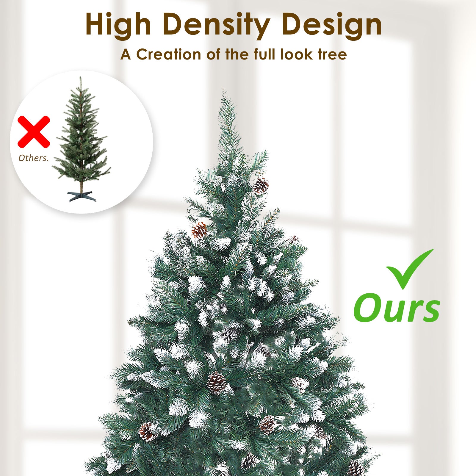 Home Ready 4Ft 120cm 390 tips Green Snowy Christmas Tree Xmas Pine Cones Deals499