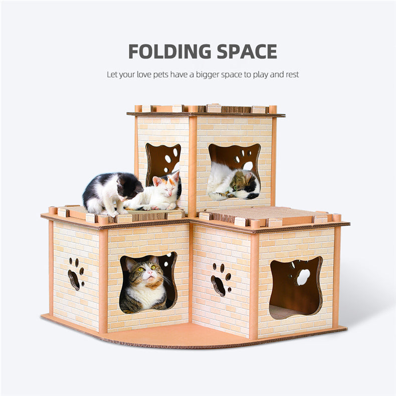 Cat Cardboard House Tower Condo Scratcher Pet Post Pad Mat Furniture Deals499