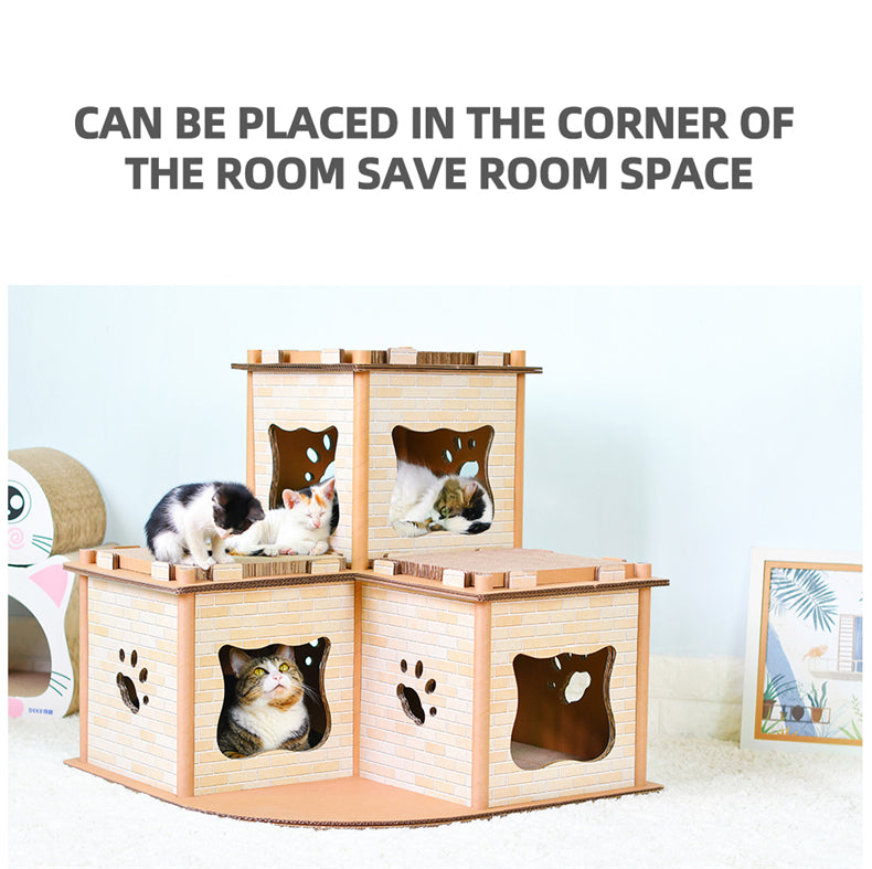 Cat Cardboard House Tower Condo Scratcher Pet Post Pad Mat Furniture Deals499