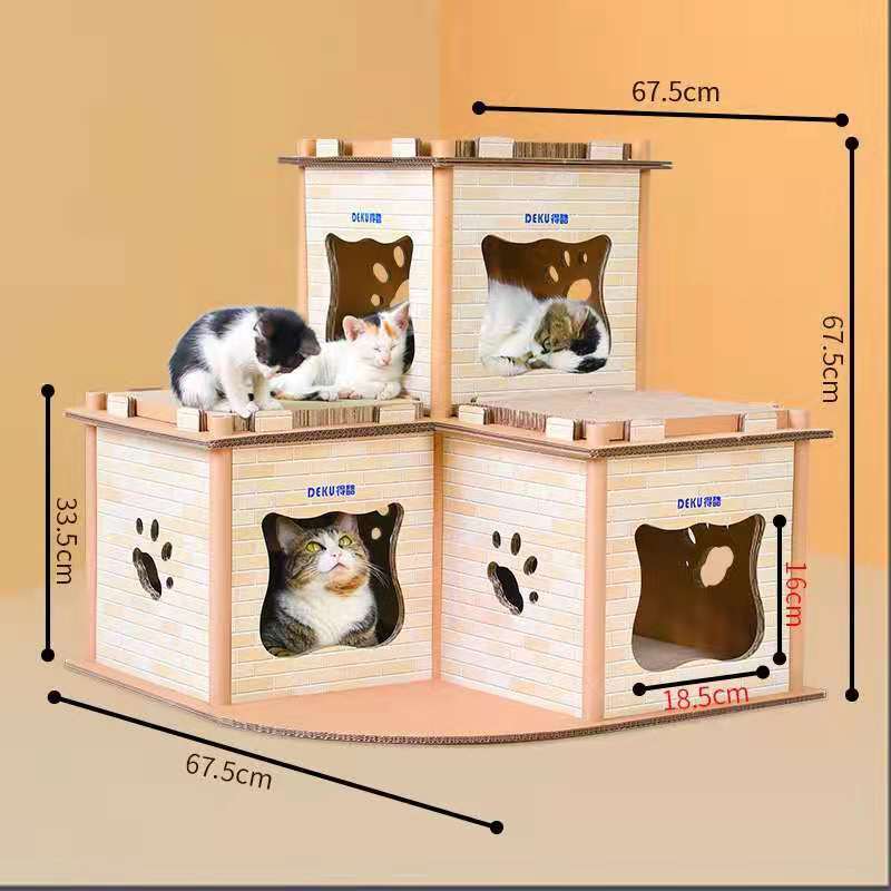 Cat Cardboard House Tower Condo Scratcher Pet Post Pad Mat Furniture Deals499