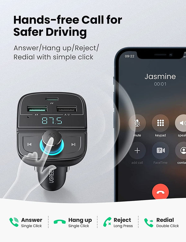 UGREEN 80910 Car Bluetooth 5.0 FM Transmitter Deals499