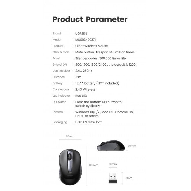 UGREEN 90371 Mini Portable Wireless Mouse Deals499