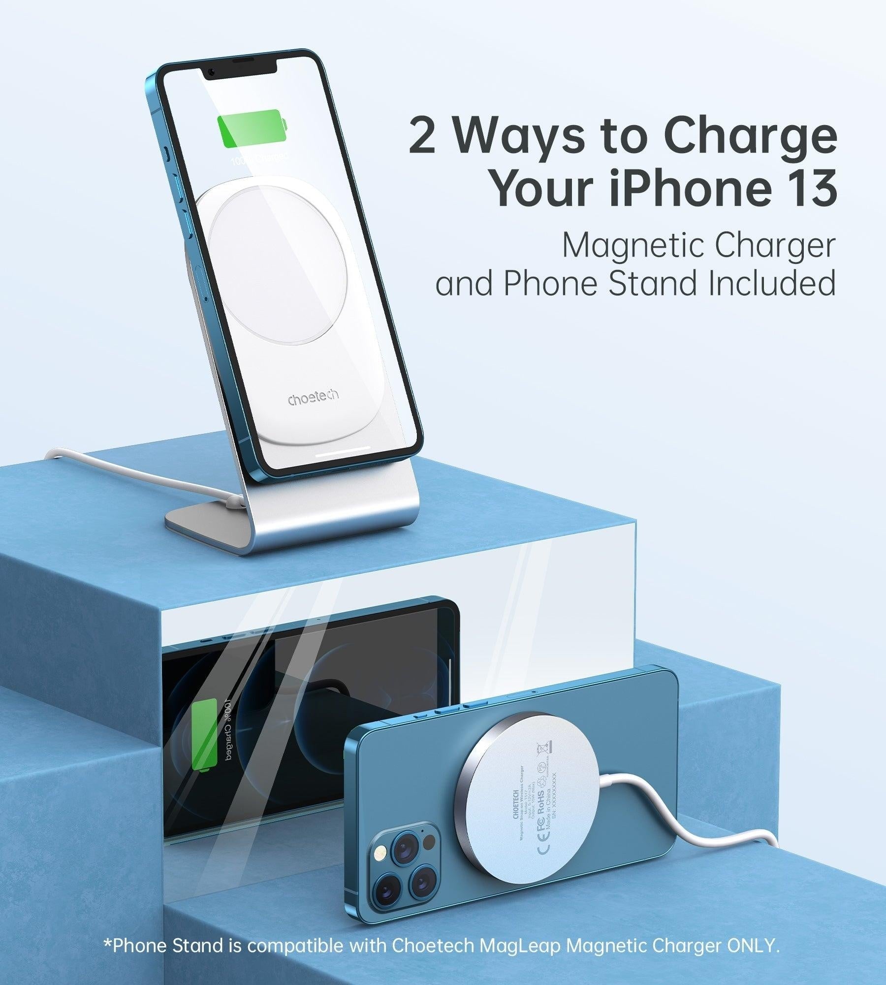 CHOETECH MIX00117SL Magasafe Fast Wireless Charger Stand Holder With PD20w Apadater For iPhone 13/iPhone 12 (H047+T517) Deals499