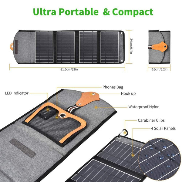 CHOETECH SC005 22W Portable Waterproof Foldable Solar Panel Charger (Dual USB Ports) Deals499