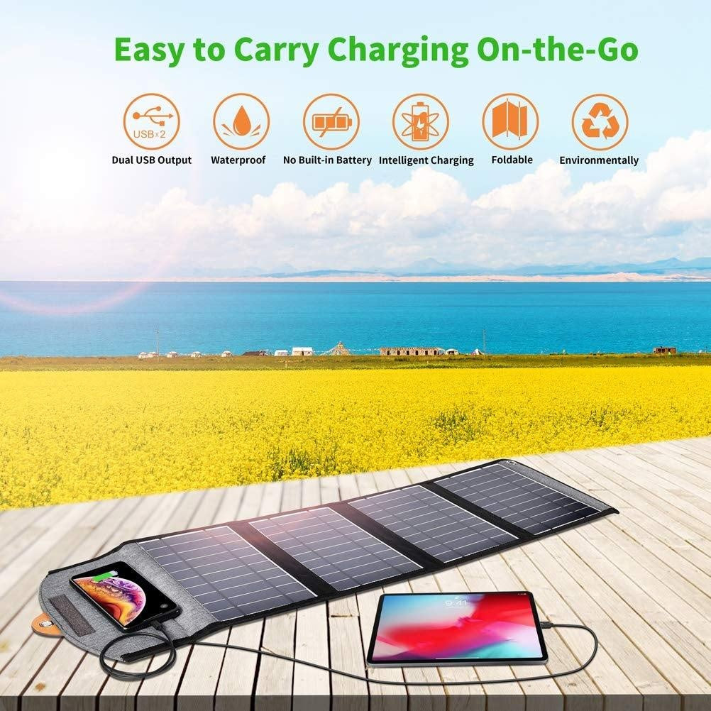 CHOETECH SC005 22W Portable Waterproof Foldable Solar Panel Charger (Dual USB Ports) Deals499