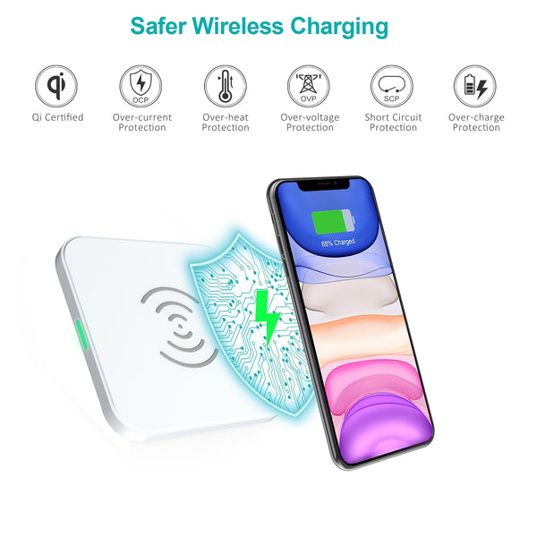 CHOETECH T511-S Qi Certified 10W/7.5W Fast Wireless Charger Pad (White) Deals499