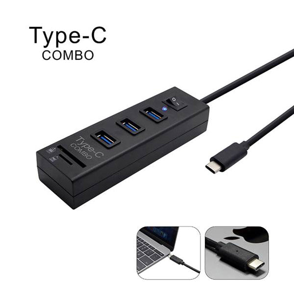 Type C  USB3.1 HUB for Apple PC 3 Port with switch + Card Reader Combo Deals499