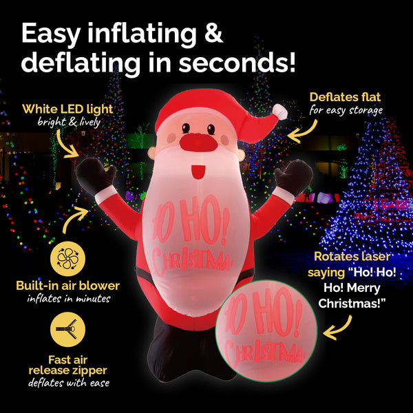 Christmas By Sas 1.8m Self Inflatable LED Jolly Santa Rotating Lights Deals499