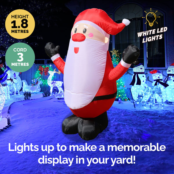 Christmas By Sas 1.8m Self Inflatable LED Jolly Santa Rotating Lights Deals499