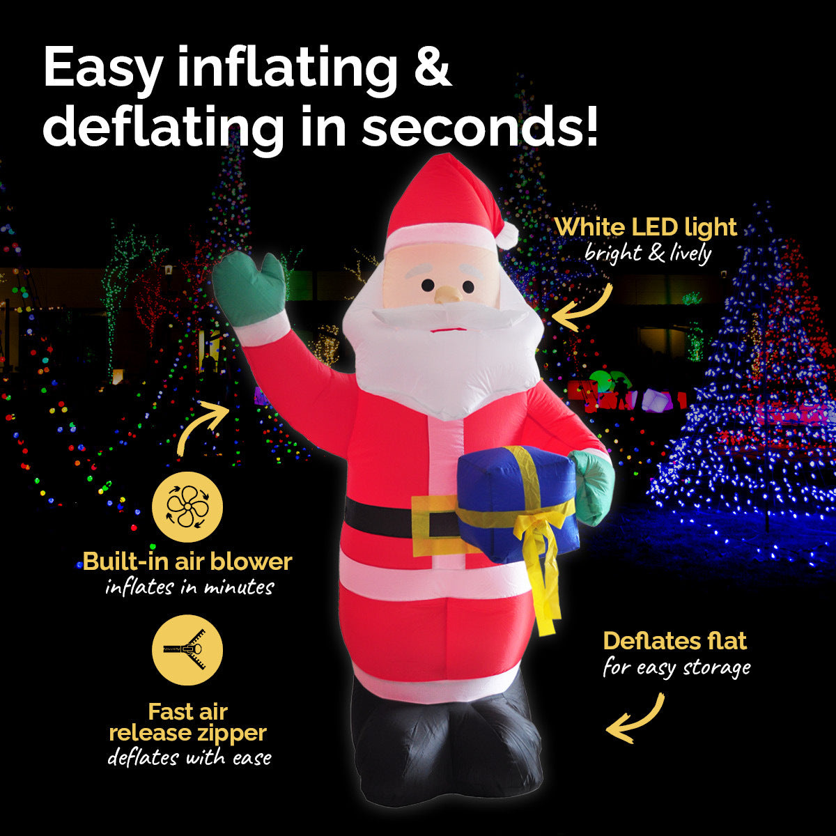 Christmas By Sas 1.8m Self Inflatable LED Waving Santa & Gift Box Deals499