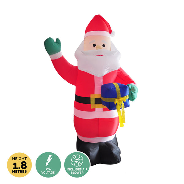 Christmas By Sas 1.8m Self Inflatable LED Waving Santa & Gift Box Deals499