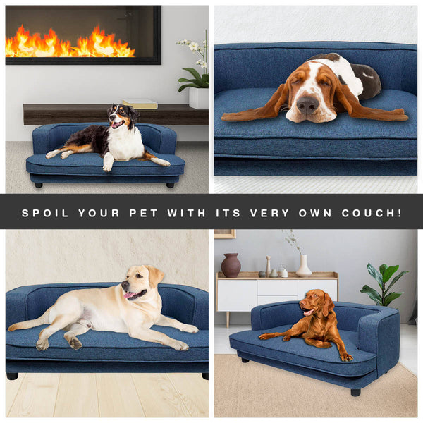 Pet Basic Pet Sofa Bed Stylish Luxurious Sturdy Washable Fabric Blue 98cm Deals499