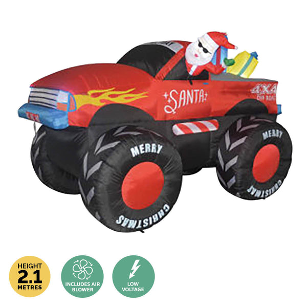 Christmas By Sas 2.1m Santa & Monster Truck Built-In Blower LED Lighting Deals499