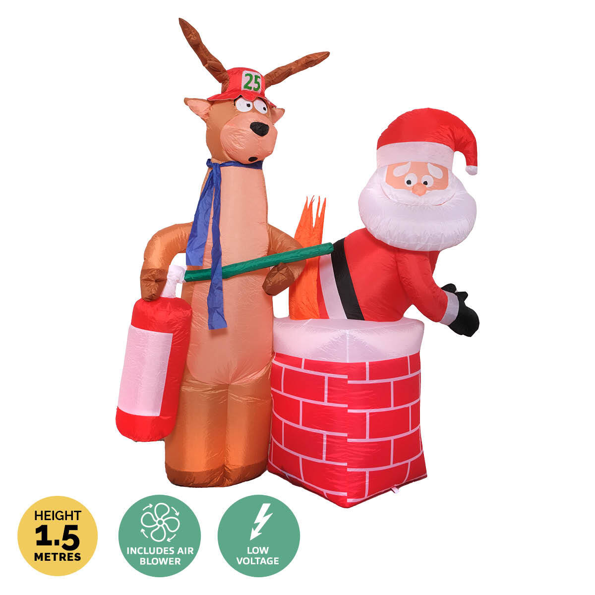 Christmas By Sas 1.5m Santa Stuck In Chimney Built-In Blower LED Lighting Deals499