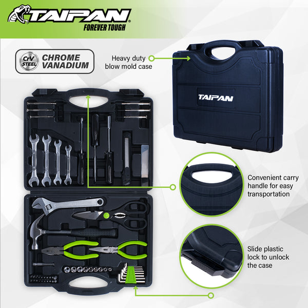 Taipan 63PCE Home Auto Premium Quality Tool Set Case Chrome Vanadium Steel Deals499