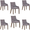 Tuberose Dining Chair Set of 6 Fabric Seat Solid Acacia Wood Furniture - Grey Deals499