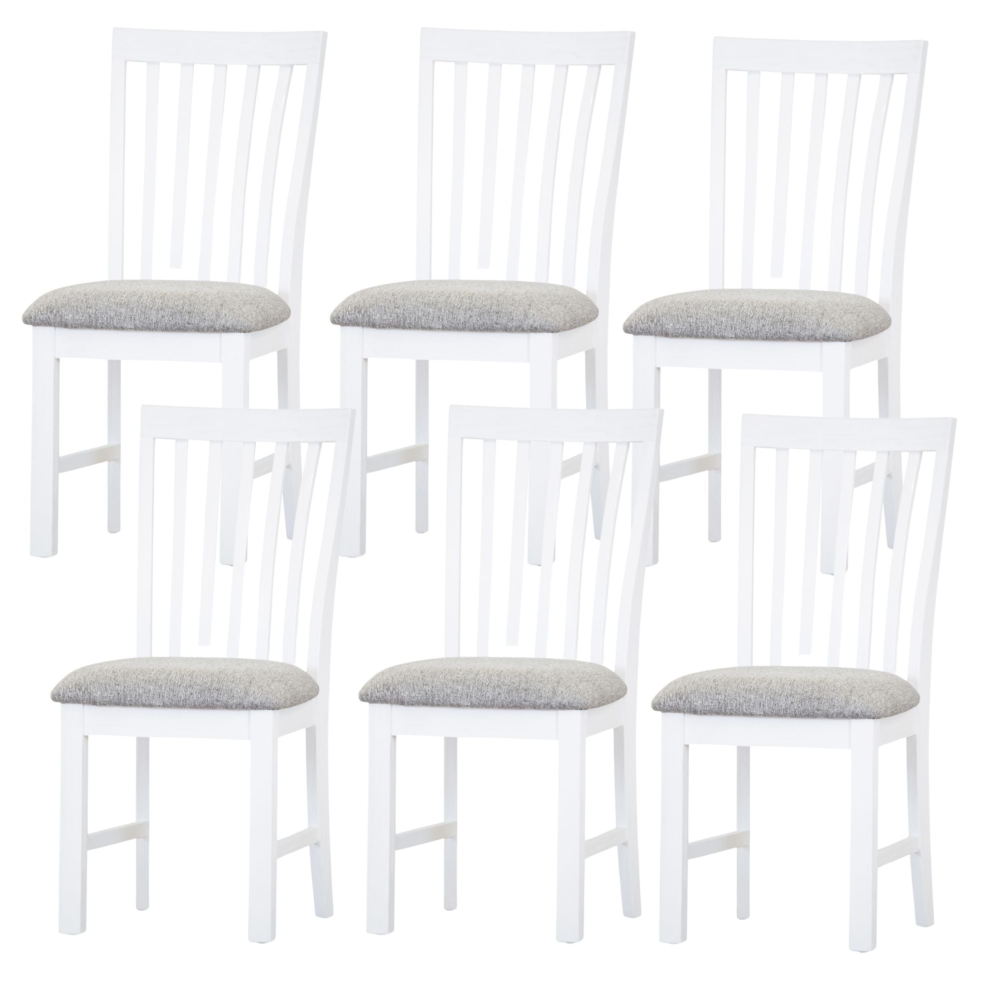 Laelia Dining Chair Set of 6 Solid Acacia Timber Wood Coastal Furniture - White Deals499