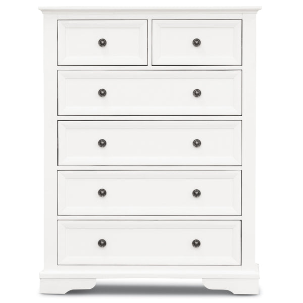 Celosia Tallboy 6 Chest of Drawers Solid Acacia Wood Bed Storage Cabinet - White Deals499