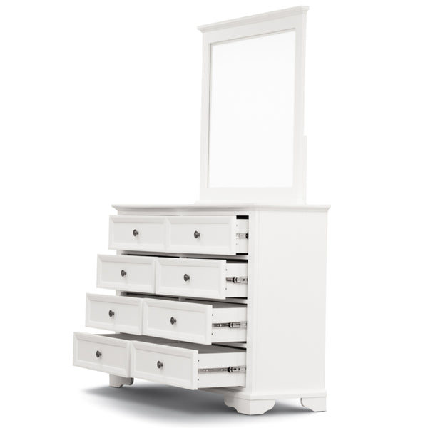 Celosia Dresser Mirror 8 Chest of Drawers Bedroom Timber Storage Cabinet - White Deals499