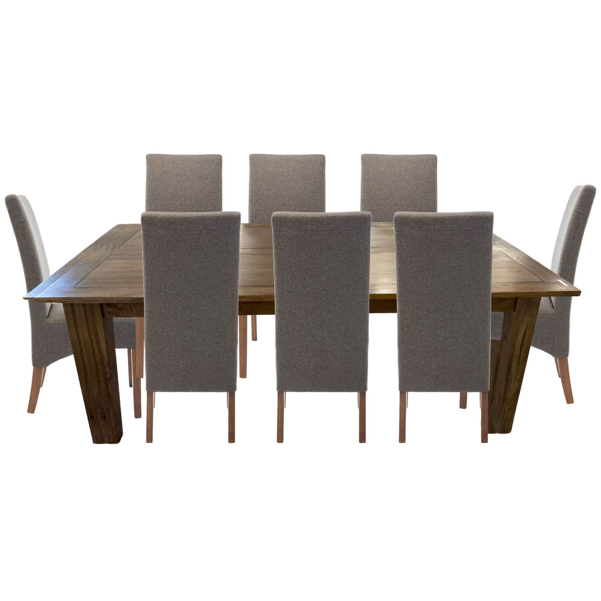 Aksa Fabric Upholstered Dining Chair Set of 6 Solid Pine Wood Furniture - Grey Deals499