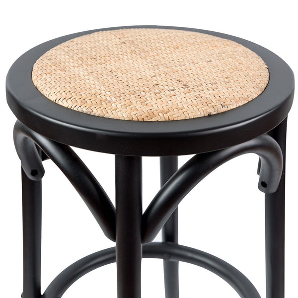 Aster 3pc Round Bar Stools Dining Stool Chair Solid Birch Wood Rattan Seat Black Deals499