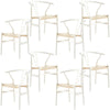 Anemone  Set of 8 Wishbone Dining Chair Beech Timber Replica Hans Wenger - White Deals499