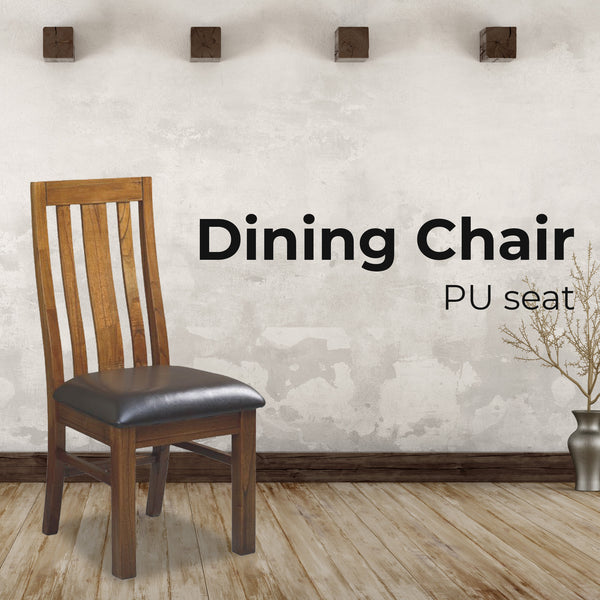 Birdsville PU Seat Dining Chair Set of 2 Solid Ash Wood Dining Furniture -Brown Deals499