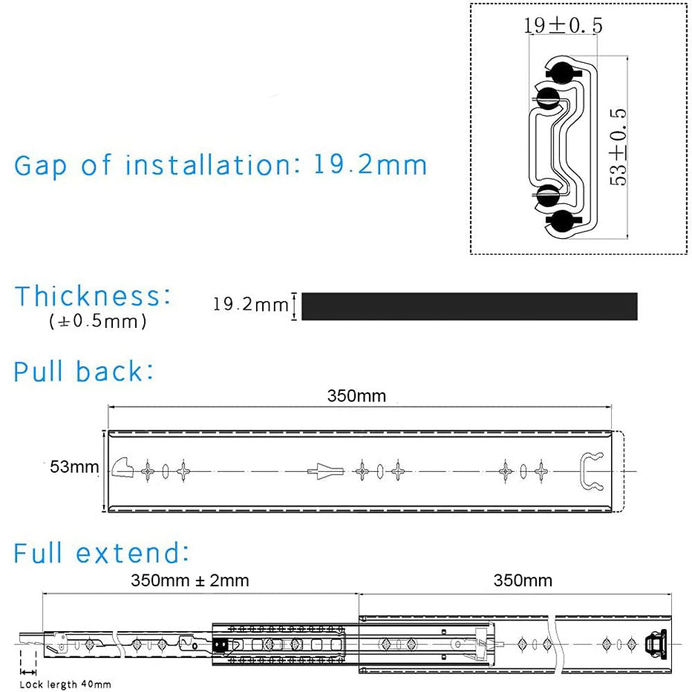 14in Pair 150KG Capacity Heavy Duty Drawer Slides Rails Runners Locking Ball Bearing Deals499