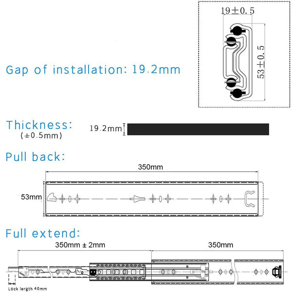 14in Pair 150KG Capacity Heavy Duty Drawer Slides Rails Runners Locking Ball Bearing Deals499