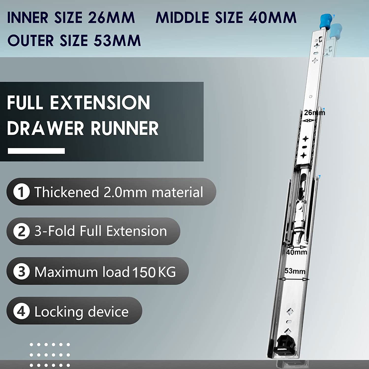 14in Pair 150KG Capacity Heavy Duty Drawer Slides Rails Runners Locking Ball Bearing Deals499