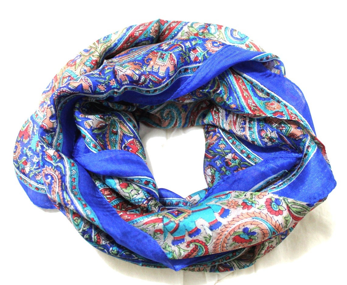 Linen Connections Silk Scarf Neck Wrap Head Scarf Indian Scarf Stol Winter Fashion Boho Paisley Handmade Vintag from Deals499 at Deals499