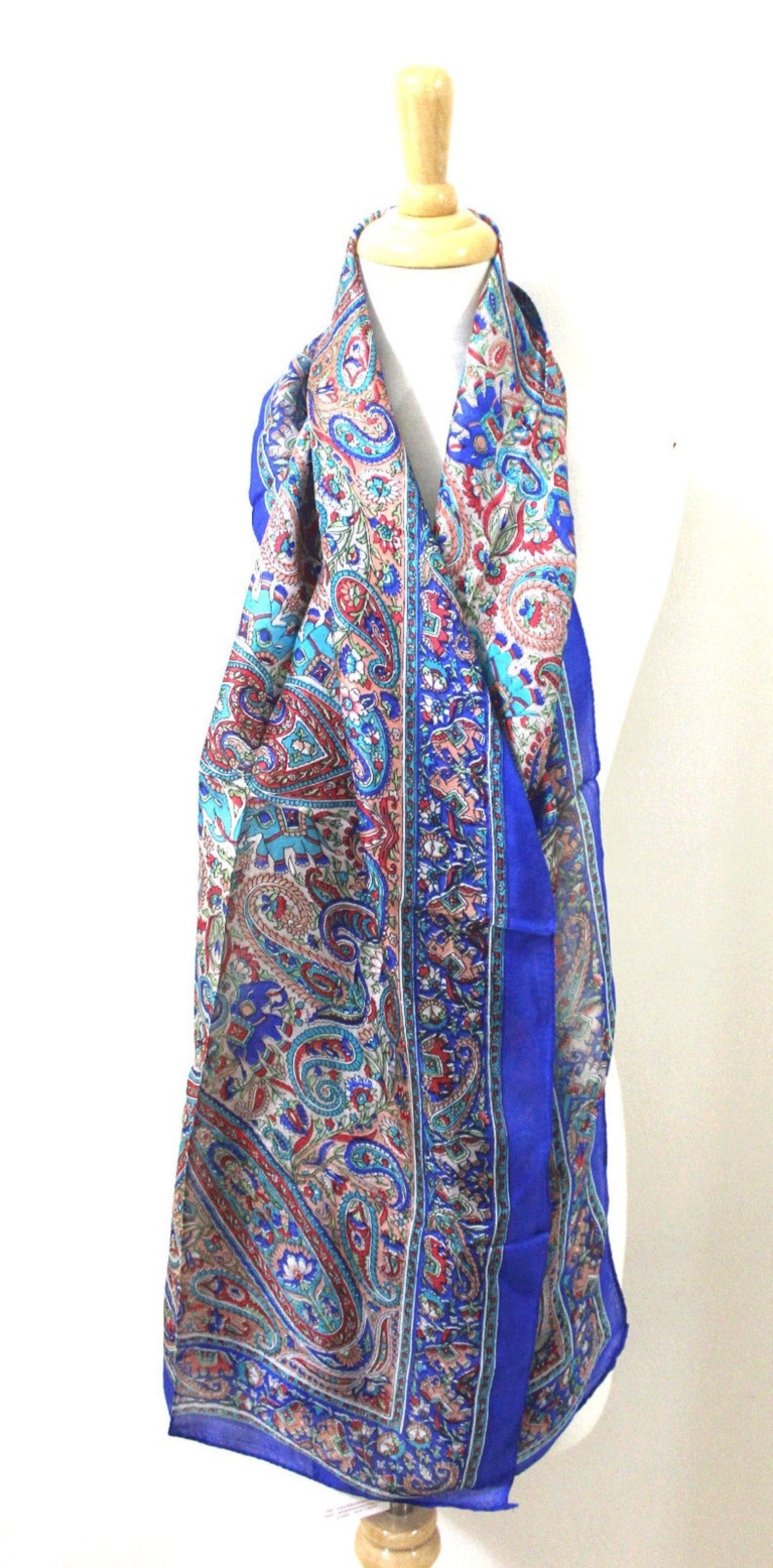 Linen Connections Silk Scarf Neck Wrap Head Scarf Indian Scarf Stol Winter Fashion Boho Paisley Handmade Vintag from Deals499 at Deals499