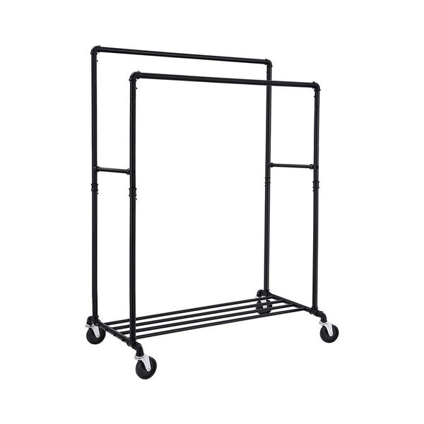 SONGMICS Industrial Pipe with Double Hanging Rail Clothes Rack on Wheels load of 110 Kg from Deals499 at Deals499