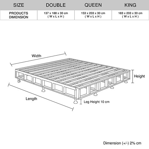 Mattress Base Ensemble Double Size Solid Wooden Slat in Charcoal with Removable Cover Deals499